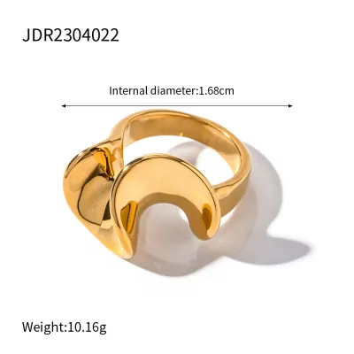 Women Simple Fashion Geometric Irregular Stainless Steel Ring