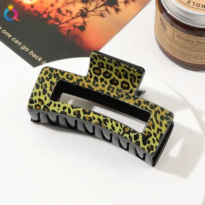 Women Fashion Rectangular Leopard Printed Hair Claws