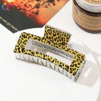Women Fashion Rectangular Leopard Printed Hair Claws