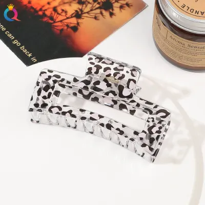 Women Fashion Rectangular Leopard Printed Hair Claws