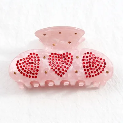 Women Fashion Simple Heart-Shaped Butterfly Rhinestone Hair Claws Grip