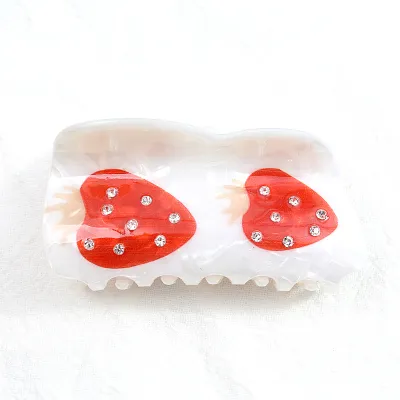 Women Fashion Simple Heart-Shaped Butterfly Rhinestone Hair Claws Grip