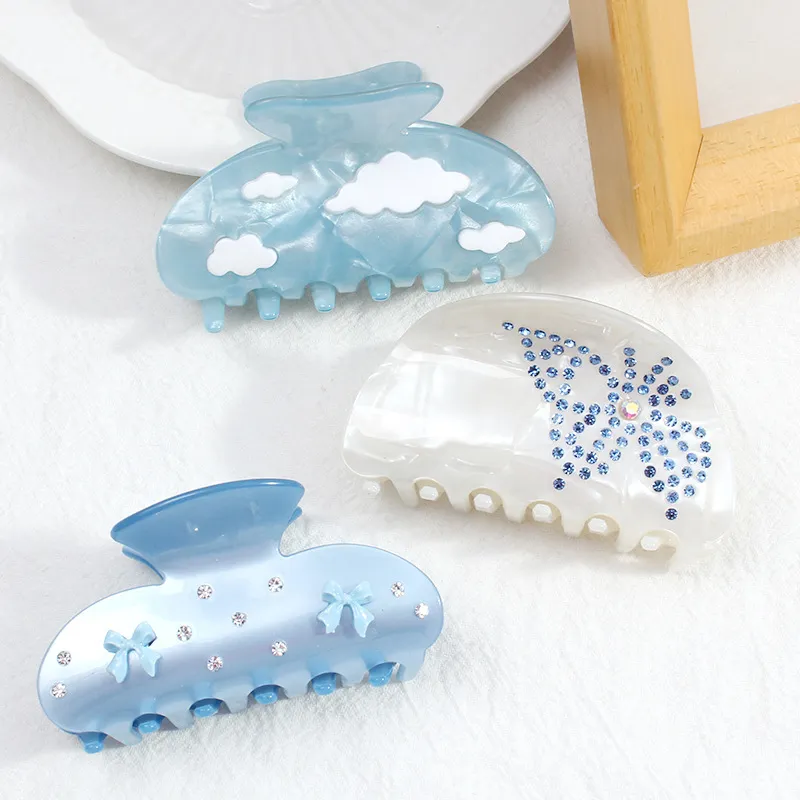 Women Fashion Simple Heart-Shaped Butterfly Rhinestone Hair Claws Grip