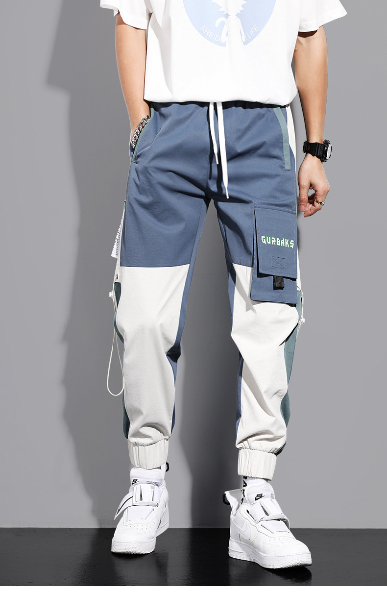 【COLOR iN ID】String color matching jogger pants Wholesale Men Fashion Casual Street Tide Color Matching Plus