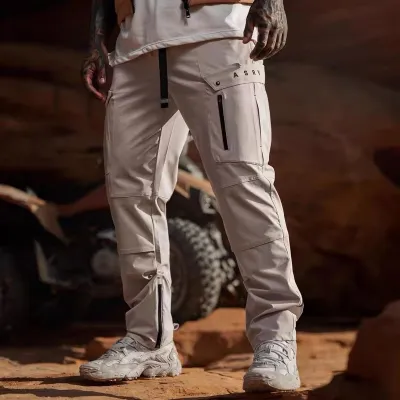 Men Fashion Casual Solid Color Loose Straight Cargo Pants