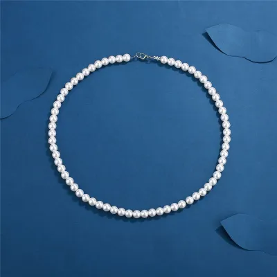 Men Fashion Retro Hip Hop Imitation Pearl Necklace