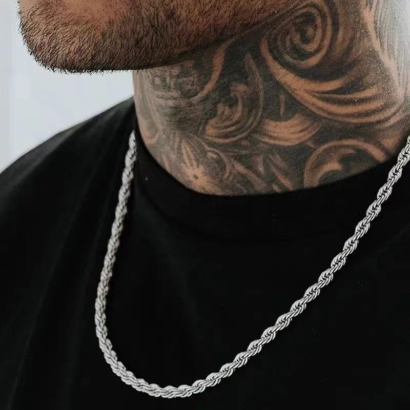 Men's Hip Hop Titanium Steel Twist Chain Necklace