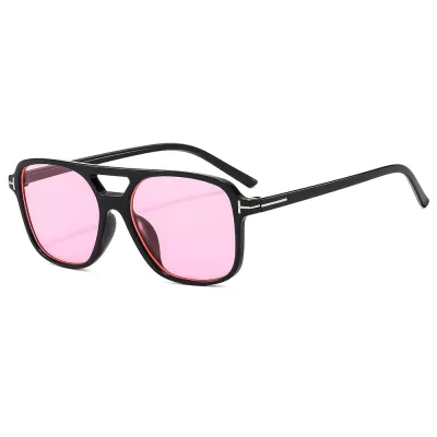 Women Fashion T-Shaped Double Beam Square Frame Sunglasses