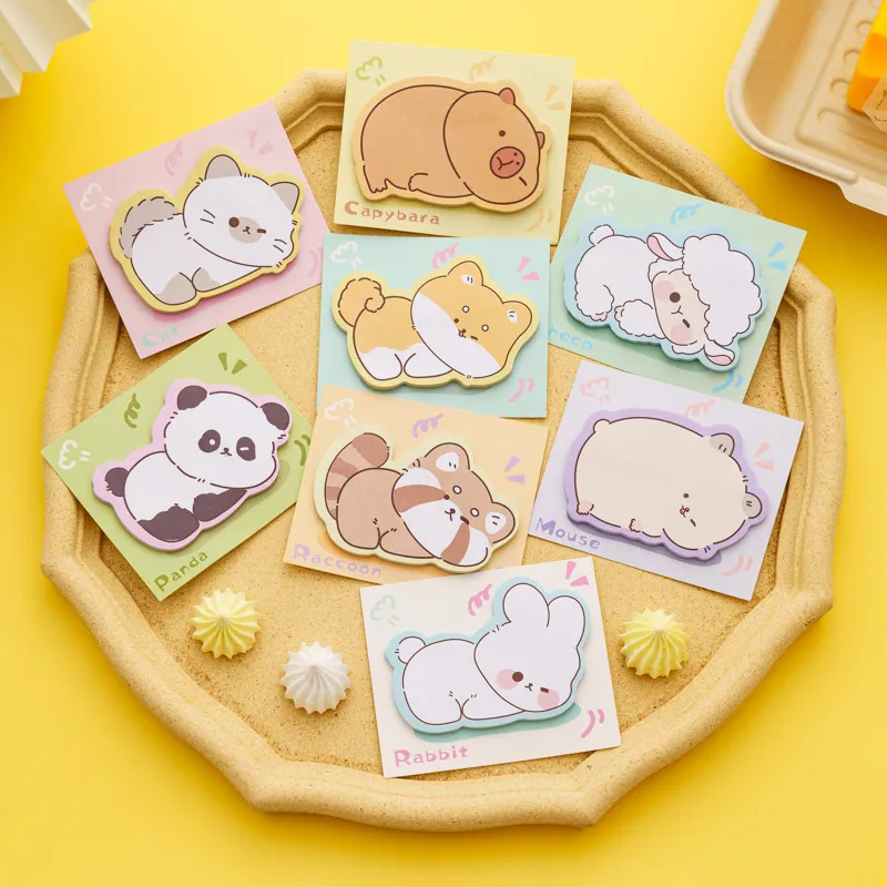 Cartoon Cute Piggy Kitten Post-It Notes Stationery Notebooks