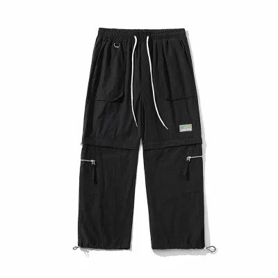 Men Fashion Casual Street Tide Alphabet Drawstring Waist Cargo Pants