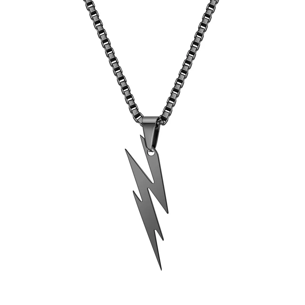 Wholesale Men Fashion Casual Stainless Steel Lightning Pendant Hip Hop