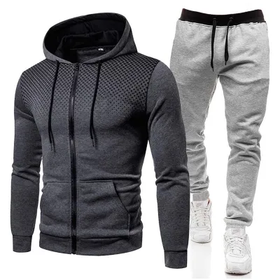 Men Spring Autumn Fashion Casual Sports Polka Dot Print Long Sleeve Hoodies Jogger Pants Sets