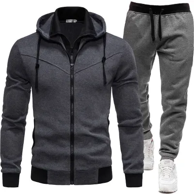 Men Spring Autumn Casual Sports Long Sleeve Hoodie and Jogger Pants Sets