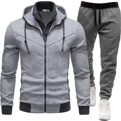 Men Spring Autumn Casual Sports Long Sleeve Hoodie and Jogger Pants Sets