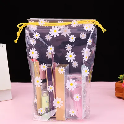 Little Daisy Frosted Transparent Plastic Drawstring Packaging Bag