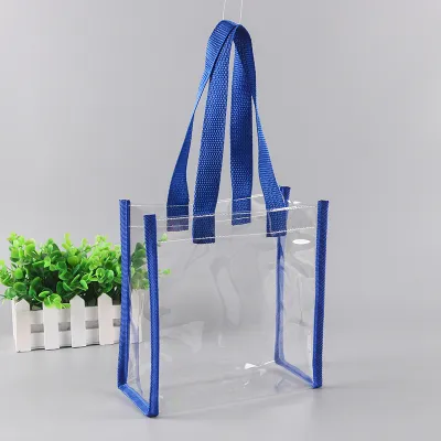 25*25*10cm Custom Transparent PVC Portable Plastic Packaging Shopping Bag