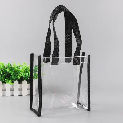 25*25*10cm Custom Transparent PVC Portable Plastic Packaging Shopping Bag