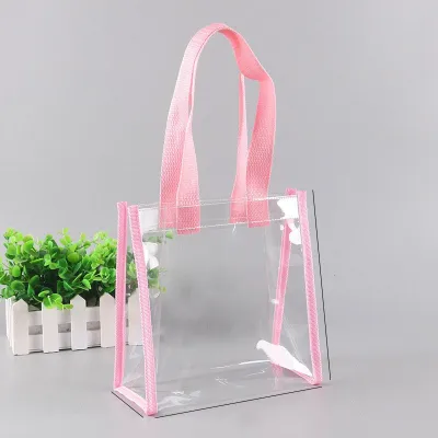 25*25*10cm Custom Transparent PVC Portable Plastic Packaging Shopping Bag