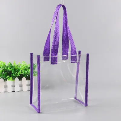 25*25*10cm Custom Transparent PVC Portable Plastic Packaging Shopping Bag