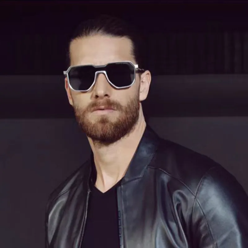 Men Fashion Metal Punk Square Frame Sunglasses