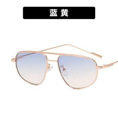 Simple Unisex Fashion Metal Double Beam Toad Mirror Sunglasses
