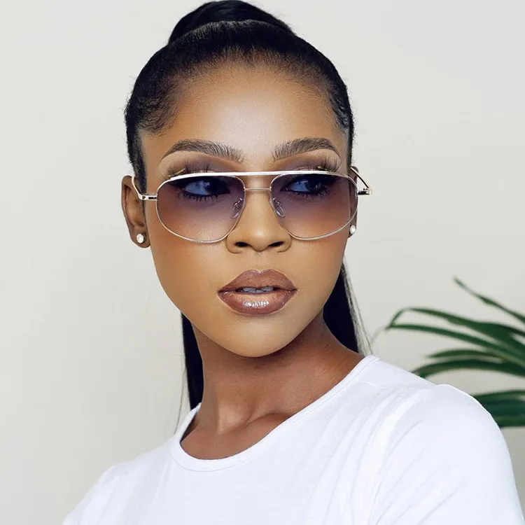 Simple Unisex Fashion Metal Double Beam Toad Mirror Sunglasses
