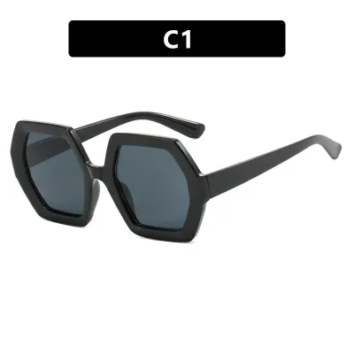 Women Fashion Polygon Large Frame Sunglasses