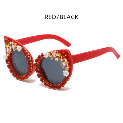 Women Fashion Diamond Eye Cat Sunglasses PC Frame