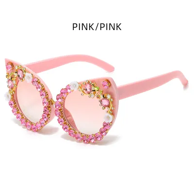 Women Fashion Diamond Eye Cat Sunglasses PC Frame