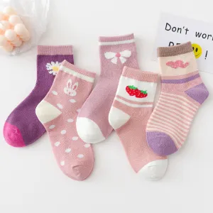 Kids Boys Girls Cute Basic Cartoon Mid-Calf Socks Cotton