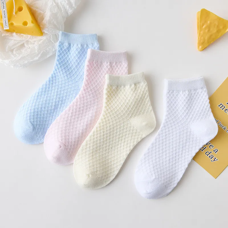 Kids Boys Girls Cute Basic Solid Color Cotton Short Socks