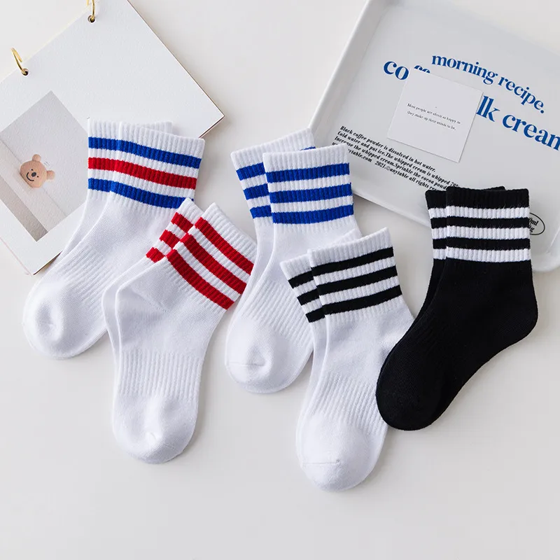Kids Boys Girls Cute Stripe Mid-Calf Cotton Socks for Neutral