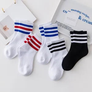 Kids Boys Girls Cute Stripe Mid-Calf Cotton Socks for Neutral
