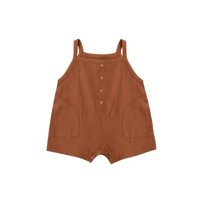 Kids Baby Boys Girls Casual Cute Solid Color Sleeveless Strap Romper 0-3T