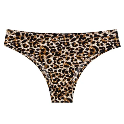 Women Fashion Sexy Leopard Ice Silk Seamless Panties Low Waist