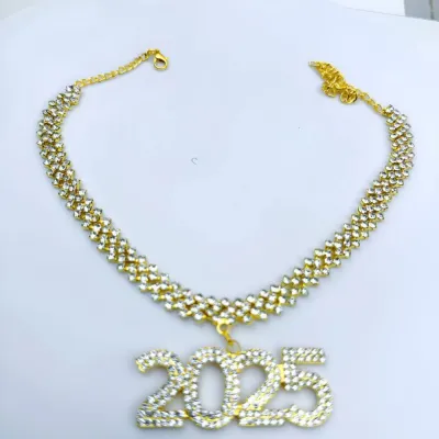 Women Fashion Simple 2025 Digital Rhinestone Necklace