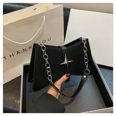 Fashion Solid Color Chain Underarm Shoulder Bag PU Urban Simplicity