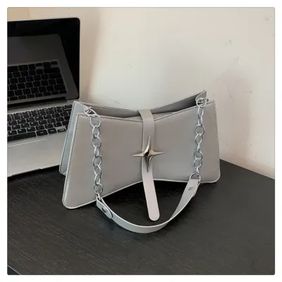 Fashion Solid Color Chain Underarm Shoulder Bag PU Urban Simplicity