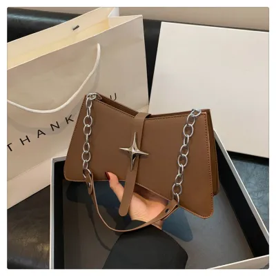 Fashion Solid Color Chain Underarm Shoulder Bag PU Urban Simplicity