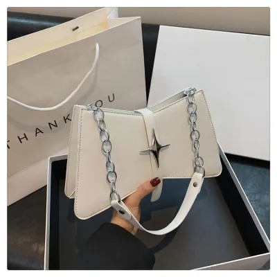 Fashion Solid Color Chain Underarm Shoulder Bag PU Urban Simplicity