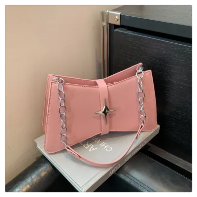 Fashion Solid Color Chain Underarm Shoulder Bag PU Urban Simplicity