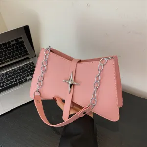 Fashion Solid Color Chain Underarm Shoulder Bag PU Urban Simplicity