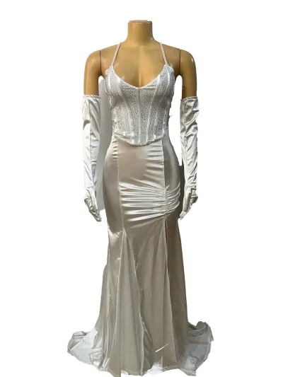 Women Fashion Sexy Heavy Industry Sequin Stitching Strap Tight Party Dress