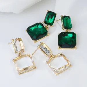 Fashion Personality Design Geometric Square Rhinestone Earrings