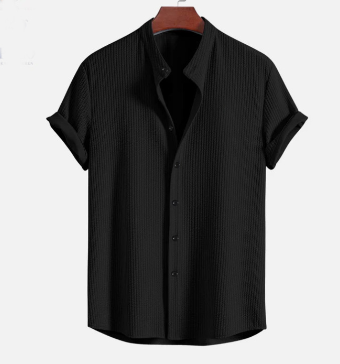 Wholesale Men Summer Casual Short Sleeve Solid Color Shirt