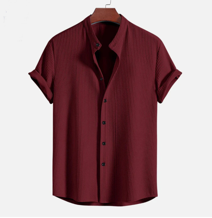Wholesale Men Summer Casual Short Sleeve Solid Color Shirt
