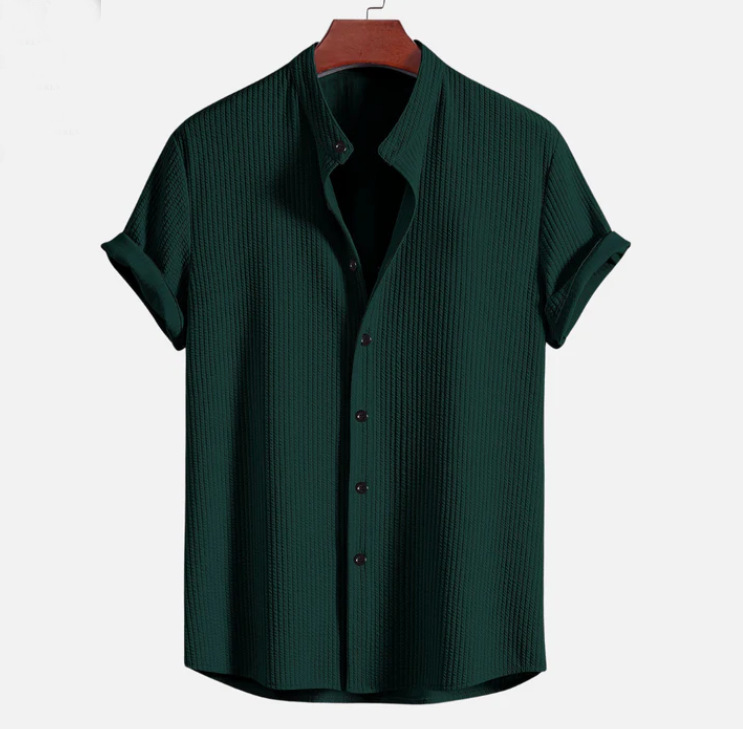 Wholesale Men Summer Casual Short Sleeve Solid Color Shirt