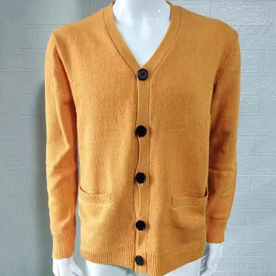 Men Slim V-Neck Long Sleeve Cardigan Knitted Sweater Coat for Autumn Winter