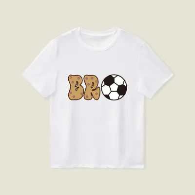 T-Shirt Casual de Fútbol para Niños Pequeños con Estampado, Manga Corta, Cuello Redondo, 90% Poliéster
