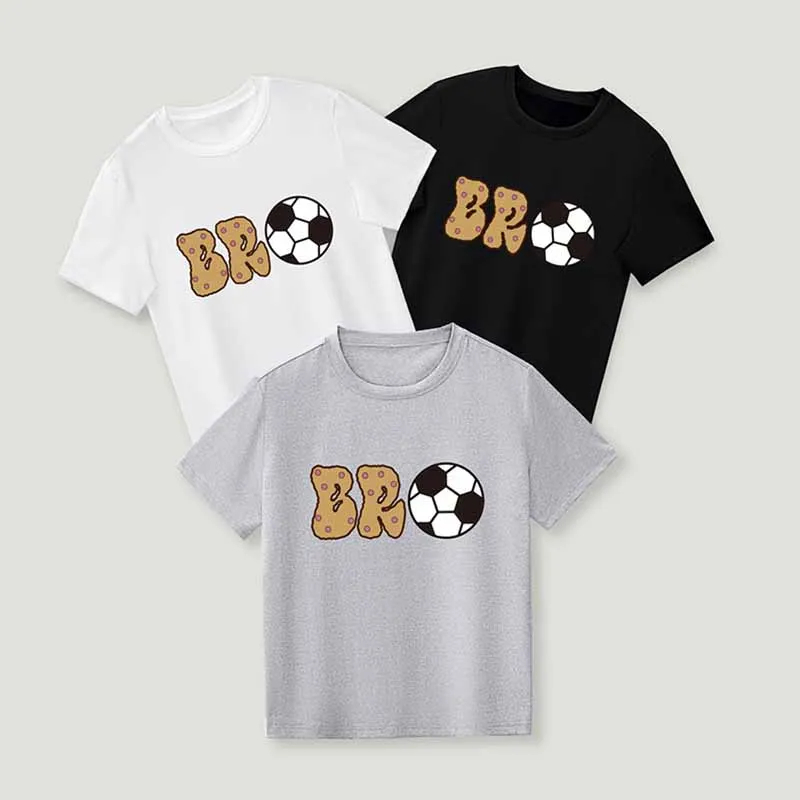T-Shirt Casual de Fútbol para Niños Pequeños con Estampado, Manga Corta, Cuello Redondo, 90% Poliéster